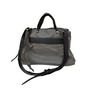 KOOBA Grey Ridgefield Leather Adjustable Strap Top Handle Crossbody Satchel Bag